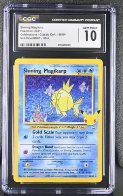 CGC 10 SHINING MAGIKARP 66 CELEBRATIONS NEO REVELATION POKEMON GEM MINT - Image 1
