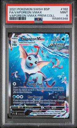 2021 POKEMON SWSH BLACK STAR PROMO #182 FULL ART/VAPOREON VMAX PSA 9 - Image 1