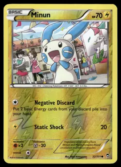 MINUN 32/111 COMMON FURIOUS FISTS POKEMON REVERSE HOLO LP - Image 2