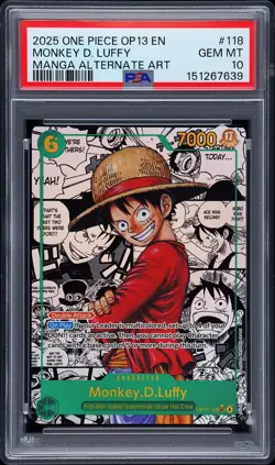 2025 ONE PIECE OP13-CARRYING ON HIS WILL #118 MONKEY D. LUFFY PSA 10 - Image 1