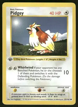 Pokemon Cards Pidgey 57/102 1st Edition Base Set Shadowless NM WEEKLY AUCTIONS - Image 1