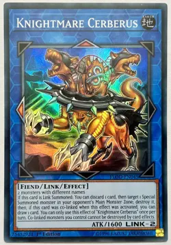 FLOD-EN045 Knightmare Cerberus - Super Rare 1st Edition Near Mint YuGiOh Card - Image 1