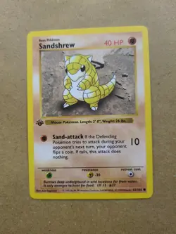 Sandshrew 1st Edition Shadowless 62/102 Pokemon Card - Image 1