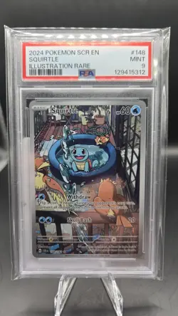 Squirtle 148/142 Illustration Rare Pokemon Stellar Crown 2024 PSA 9 - Image 1