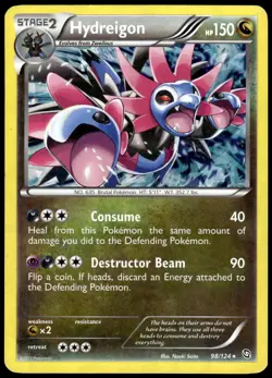 Hydreigon 98/124 Rare Dragons Exalted Pokemon Cracked Ice Holo LP - Image 1