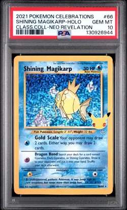 Pokemon Shining Magikarp 66/64 Celebrations Classic Coll PSA 10 GEM MINT - Image 1
