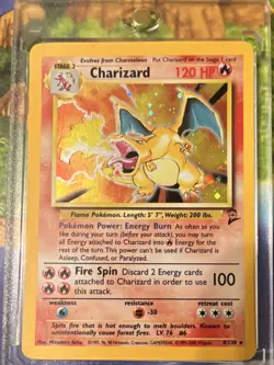 pokemon charizard base set 2 holo rare 004/130 120hp stage 2 english tcg - Image 1
