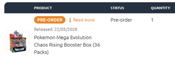 ✅PRESALE for 22/5/26 ✅Pokemon TCG Mega Evolution Chaos Rising booster box sealed - Image 2