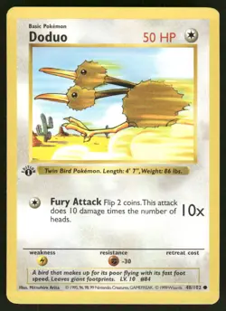 Pokemon Cards Doduo 48/102 1st Edition Base Set Shadowless LP WEEKLY AUCTIONS - Image 1