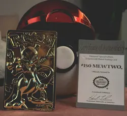 Pokemon 23 Karat Gold Plated Trading Card Mewtwo 1999 Limited Edition W/ Case - Image 1