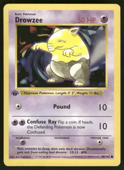 Pokemon Card Drowzee 49/102 1st Edition Shadowless LP with indent WEEKLY AUCTION - Image 1