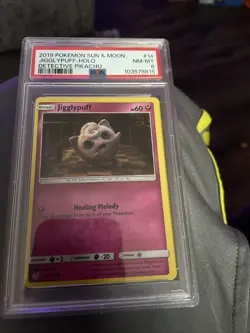 Pokemon Jigglypuff TCG Common Holo Card 14/18 Detective Pikachu Psa 8 - Image 1