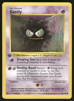 Pokemon Cards Gastly 50/102 1st Edition Base Set Shadowless LP WEEKLY AUCTIONS - Image 1
