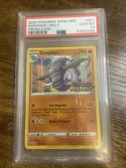 Donphan Holo SWSH067 Vivid Voltage 2020 Prerelease Pokemon Card PSA 10 Gem Mint - Image 1