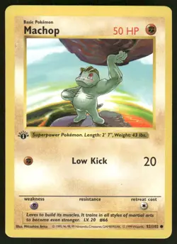 Pokemon Cards Machop 52/102 1st Edition Base Set Shadowless NM WEEKLY AUCTIONS - Image 1