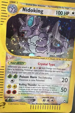 Nidoking Crystal Type 150/147 Aquapolis Secret Rare Pokemon Card WOTC Swirl - Image 3