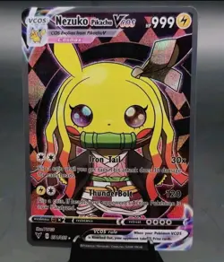 Demon Slayer Nezuko Pikachu Fan Full Art Pokemon Custom Card - Image 1