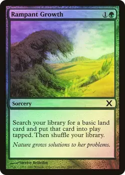 10th Edition MTG Foil Rampant Growth Magic - Image 1