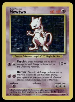 Pokemon Cards Mewtwo 10/102 Base Set Unlimited Holo Rare MP WEEKLY AUCTIONS - Image 1