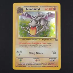 Pokemon TCG Card Aerodactyl 1/62 Fossil Unlimited Holo Rare - LP - Image 1
