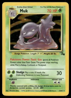 Pokemon Cards Muk 13/62 Fossil Holo Rare HP WEEKLY AUCTIONS - Image 1
