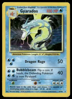 Pokemon Cards Gyarados 6/102 Base Set Unlimited Holo Rare DMG WEEKLY AUCTIONS - Image 1