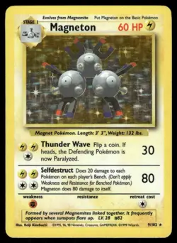 Pokemon Cards Magneton 9/102 Base Set Unlimited Holo Rare MP WEEKLY AUCTIONS - Image 1