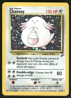 Pokemon Cards Chansey 3/130 Base Set 2 Holo Rare LP WEEKLY AUCTIONS - Image 1