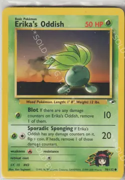 POKEMON GYM HEROES ERIKA'S ODDISH CARD 78/132 - FREE P&P - Image 1