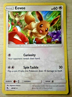 Pokemon TCG Eevee 48/68 Hidden Fates Holo Rare Card - Image 1