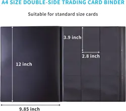 360 Card Pocket Binder with Elastic 9 Pocket Trading Cards Album Folder, Black - Image 3