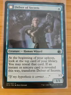 MTG Delver of Secrets 047 Innistrad: Midnight Hunt M/NM Free UK P&P - Image 1