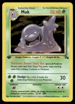 Pokemon Cards Muk 13/62 1st Edition Holo Fossil Holo Rare NM WEEKLY AUCTIONS - Image 1