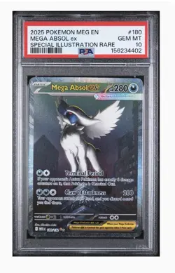 2025 POKEMON MEG MEGA EVOLUTION SPECIAL ILLUSTRATION RARE MEGA ABSOL EX PSA 10 - Image 1