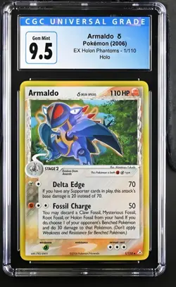CGC 9.5 GEM MINT Armaldo 2006 EX Holon Phantoms 1/110 Holo Pokemon - Image 1
