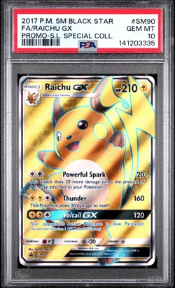 2017 POKEMON SM BLACK STAR PROMO #SM90 FULL ART/RAICHU GX PSA 10 - Image 1