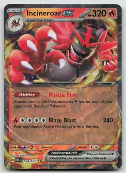 Incineroar ex 034/162 Double Rare Temporal Forces Pokemon Holo NM - Image 1