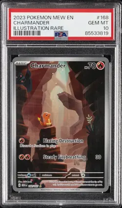 2023 POKEMON MEW EN-151 ILLUSTRATION RARE #168 CHARMANDER PSA 10 - Image 1