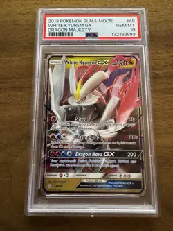 2018 Pokemon Sun & Moon #48 White Kyurem GX Dragon Majesty PSA 10 Gem Mint - Image 1