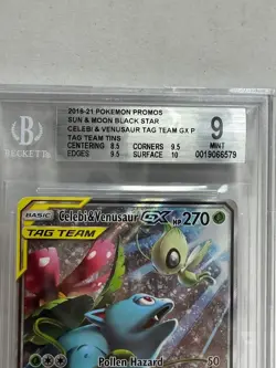 Pokemon TCG Celebi & Venusaur GX TAG TEAM sm167 BGS 9 w/ Subgrades - Image 2