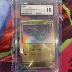 2025 POKEMON DREEPY 071/131 MASTER BALL HOLO PRISMATIC EVOLUTIONS CGC 10 NM/MT - Image 1