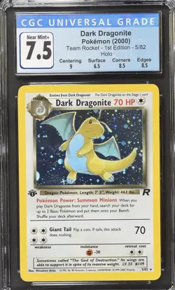Dark Dragonite 5/82 Holo Team Rocket - 1st Ed. Pokemon CGC 7.5 Near Mint+ - Image 1