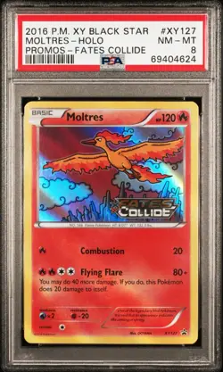2016 POKEMON XY BLACK STAR PROMO XY127 MOLTRES-HOLO PSA 8 - Image 1