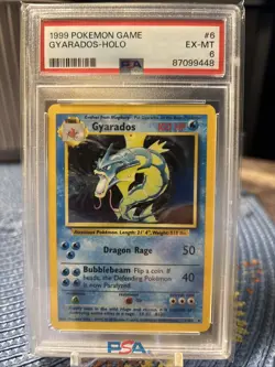 1999 Pokemon Base Set Gyarados Holo #6 Unlimited PSA 6 - Image 1