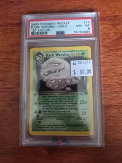 2000 Pokemon Rocket Dark Weezing Holo 1st Edition #14 PSA 8 NM MT G001247 - Image 1