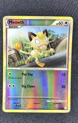 Meowth Reverse Holo 75/123 Heartgold & Soulsilver Pokemon TCG Card - Image 1