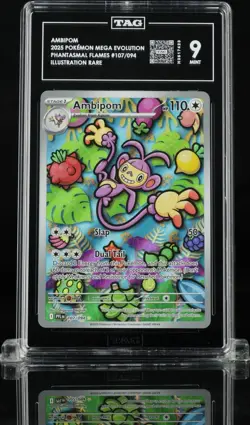 Pokemon Ambipom Me02 Phantasmal Flames 107/094 Illustration Rare Holo TAG 9 - Image 1