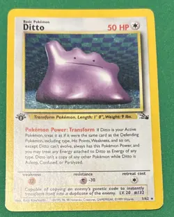 Ditto 18/62 - Fossil - 1st Edition - NM - Pokemon Trading Card TCG - Vintage - Image 1