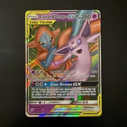 Pokemon Espeon & Deoxys GX TAG TEAM Ultra Rare Holo SM-Unified Minds 72/236 - Image 1
