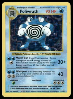 Pokemon Cards Poliwrath 13/102 Base Set Shadowless Holo Rare LP WEEKLY AUCTIONS - Image 1